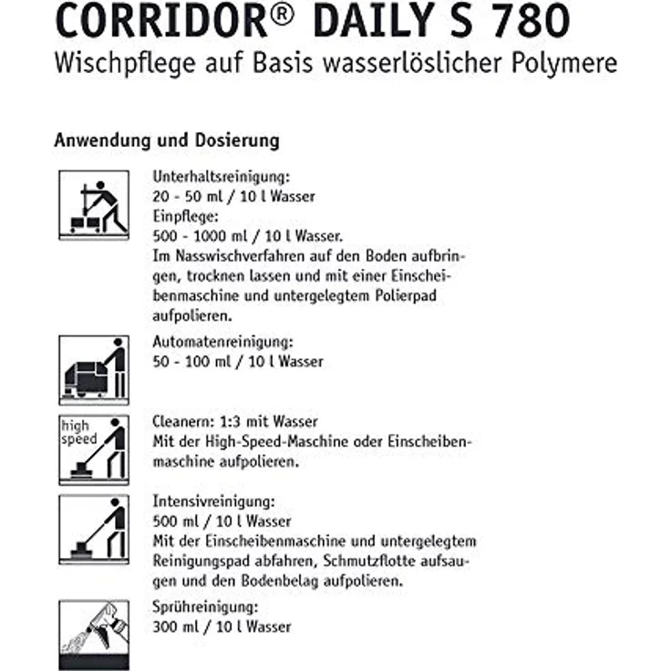 Buzil Wischpflege Corridor daily S780: Bodenreinigung und -pflege in einem Wisch, 1l Flasche – Bild 2