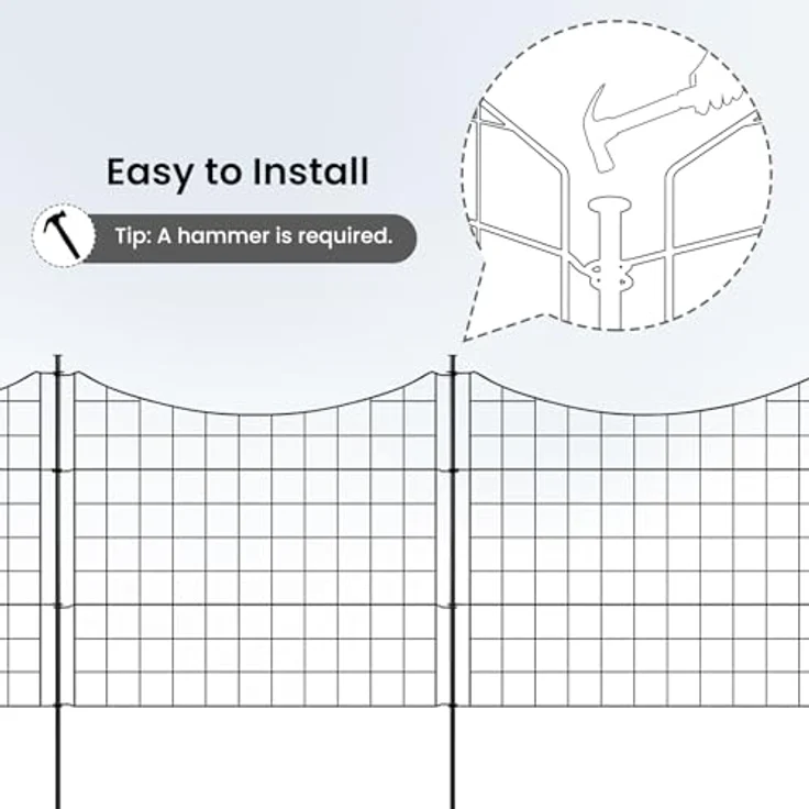 WOLTU 5 x Gitterzaun Oberbogen, dekorativer Gartenzaun für Hunde, Schwarz, 70×78 cm – Bild 5