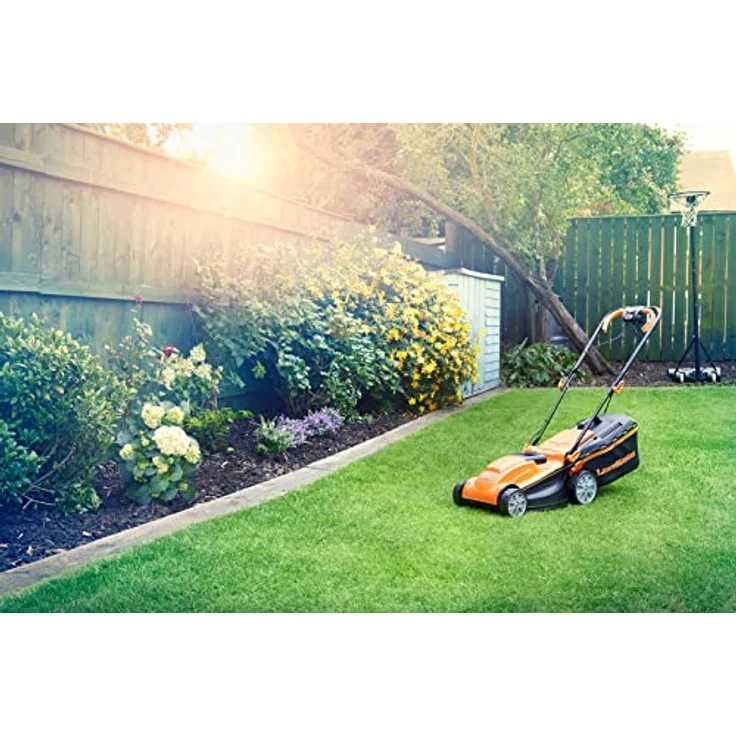Lawnmaster MEB1434M, Elektrischer Rasenmäher mit 1400 W, 34 cm Schnittbreite, 6 Schnitthöhen, Mulchfunktion und 32-Liter-Fangsack – Bild 5
