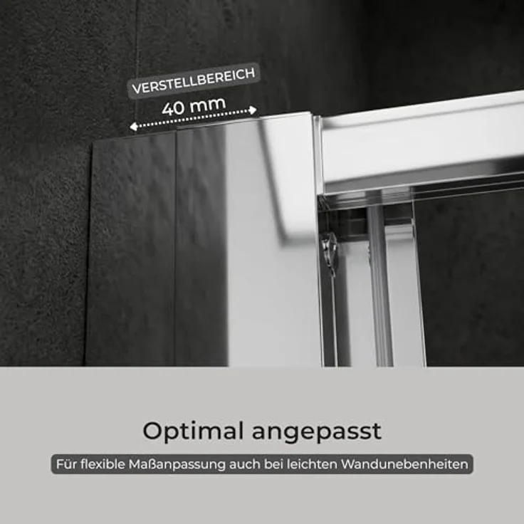 Schulte Sunny Schwenk-Schiebetür inkl. Seitenwand 80x80x190 cm, ESG Sicherheitsglas mit Nano-Beschichtung, Chromoptik, anschlaglos – Bild 9