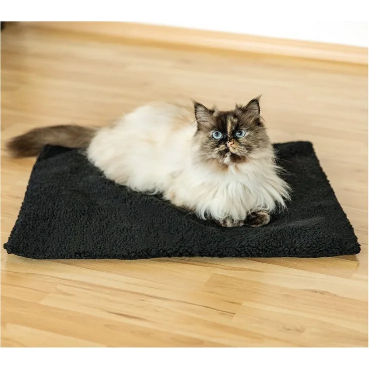 Bestlivings Tierdecke Selbstheizende Thermodecke, für Katzen & Hunde mit Reißverschluss, thermoisolierend in Lammflor-Optik, aus Polyester