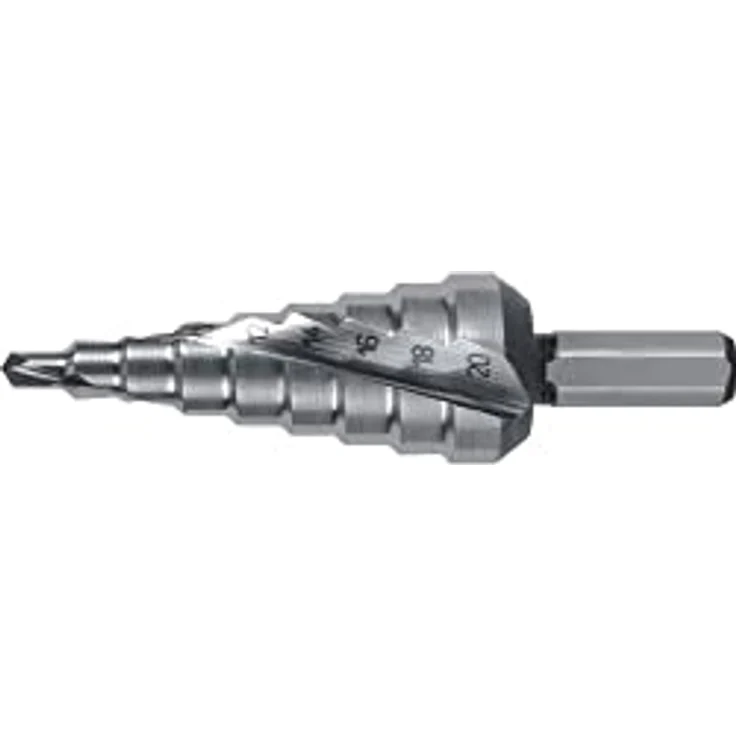 RUKO 101051 Stufenbohrer 4 - 20mm HSS, hohe Schnittleistung und Laufruhe, Gesamtlänge 75mm, 3-Flächenschaft – Bild 1