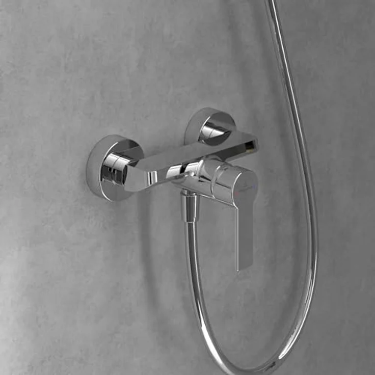 Villeroy & Boch Architectura Duscharmatur, Mischbatterie Dusche mit Rückflussschutz und Keramikkartusche, eckig, Chrom – Bild 2