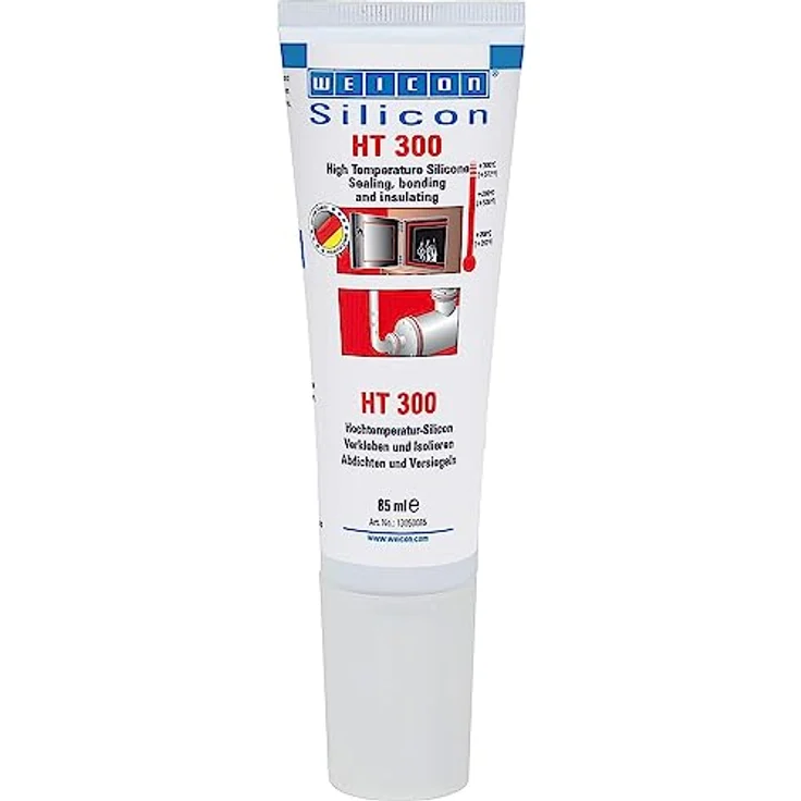 WEICON Silicon HT 300 85 ml | Hochtemperaturkleber für Dichtschnur & Dichtband, Ofenkleber, Kaminkleber, karminrot – Bild 1