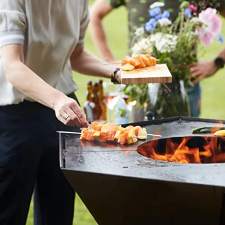 Barbecook Feuerschale mit Feuerplatte Nestor Original bbq grill und plancha aus Cortenstahl, 92x92x101cm – Bild 3