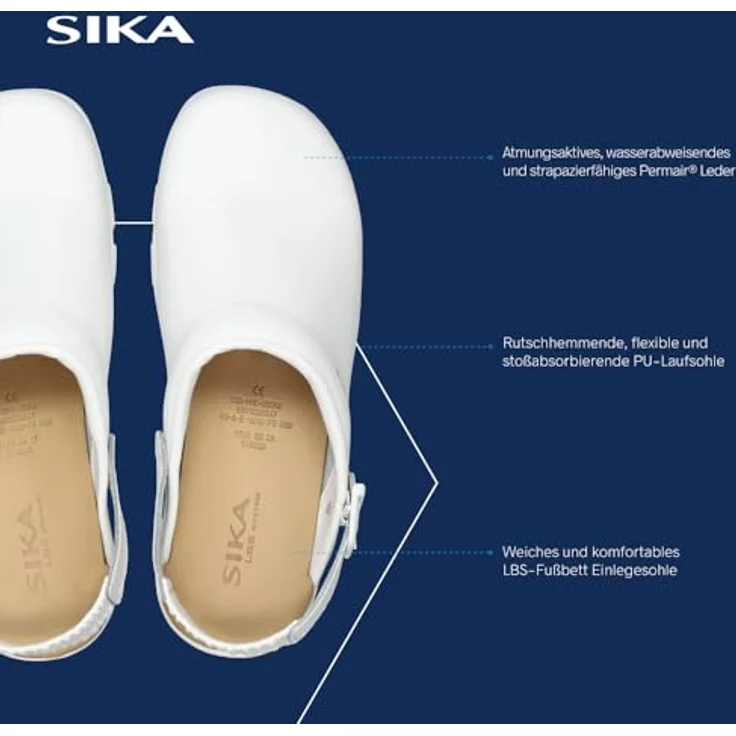 Sika Arbeitsschuh Flex LBS, offener Clog mit Fersenriemen, weiß, Größe 41, komfortables LBS-Fußbett und gute Stoßabsorbierung – Bild 5