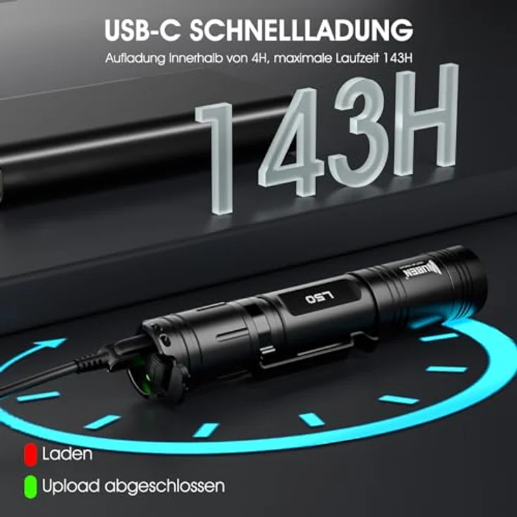 WUBEN L50 LED Taschenlampe 1200 Lumen USB wiederaufladbare taktische Taschenlampe mit – Bild 3