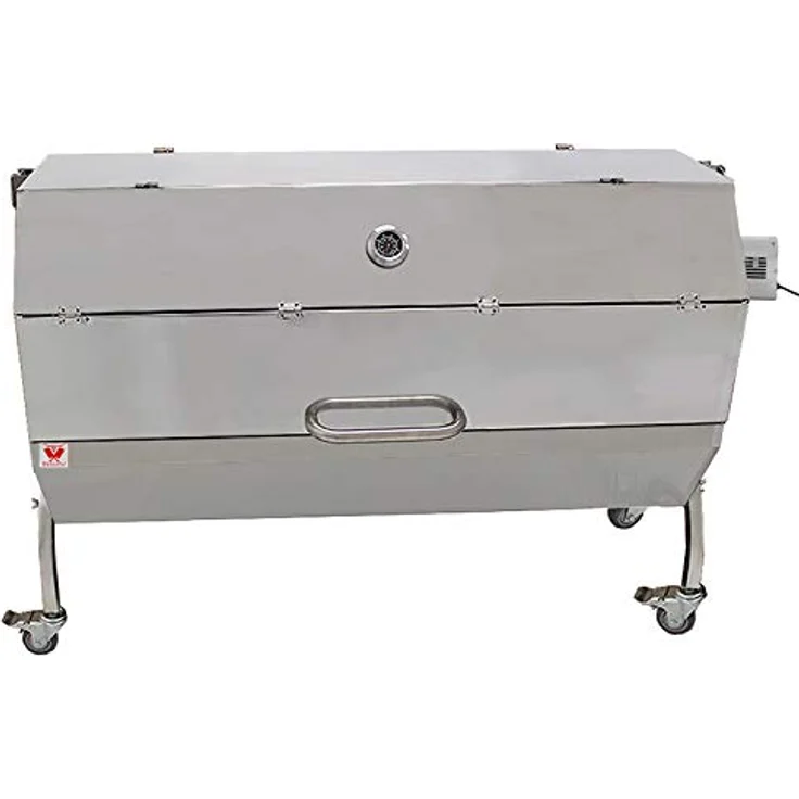 Beeketal 'BSGW-150G' Profi Spanferkelgrill mit Abdeckung, mobiler Spießgrill mit Grillmotor und höhenverstellbarem Drehspieß, stabile Edelstahl Konstruktion mit 4 bremsbaren 360° Grad Rollen – Bild 3