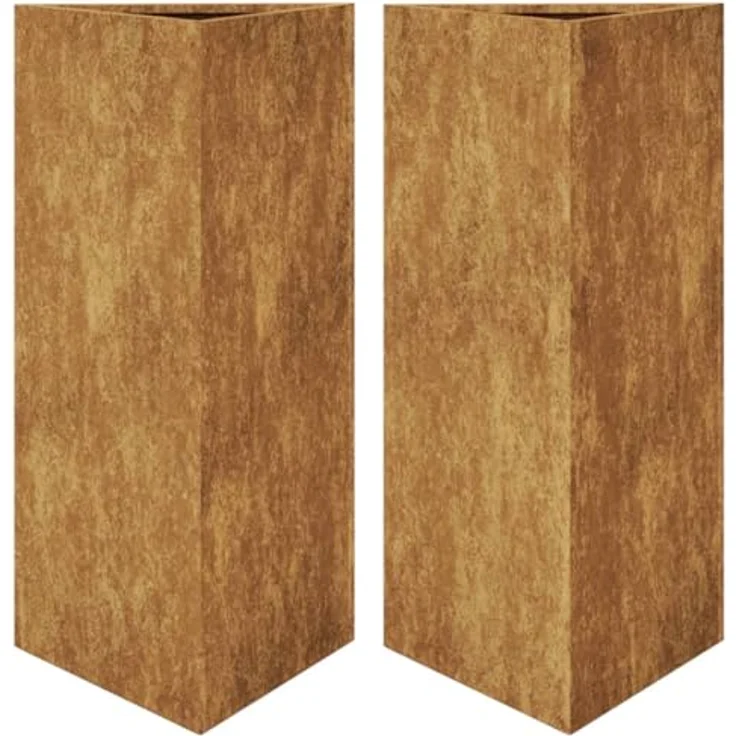 vidaXL Pflanzkübel 2 STK. Dreieckig 40x34,5x70 cm Cortenstahl, Rostbeständig und geräumig – Bild 1