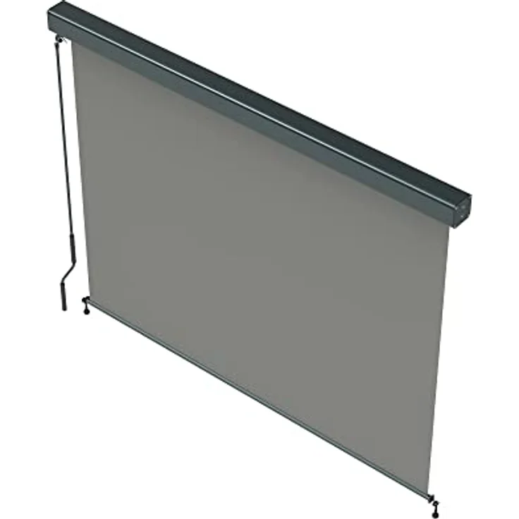 paramondo Senkrechtmarkise 2000, 120x250cm Balkonmarkise mit Kassette, Sichtschutz, anthrazit-grau, windstabil, wasserabweisend, manuelle Kurbel – Bild 2
