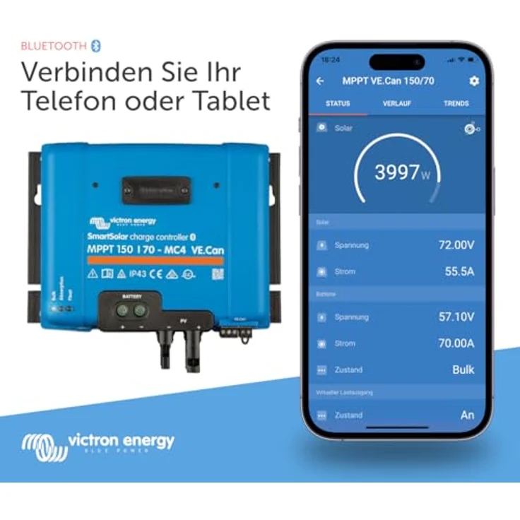 Victron Energy SmartSolar MPPT 150/70, Solar-Laderegler mit ultraschnellem Powertracking und Bluetooth-Funktionalität – Bild 2
