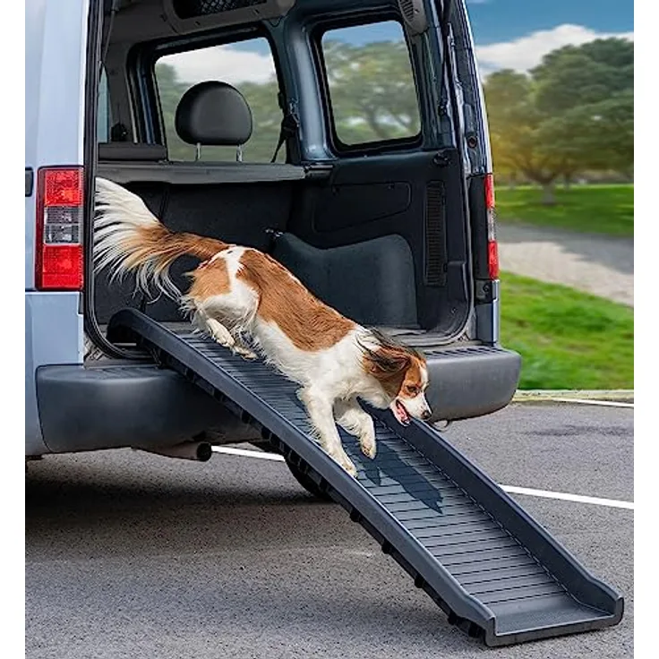 Hunderampe Auto KFZ PKW Hunde Rampe Treppe faltbar klappbar Kofferraum Kofferraumrampe Hundetreppe Einstiegshilfe 155cm