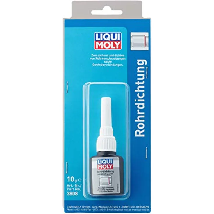 Liqui Moly Rohrdichtung, Montagekleber 10 g, flüssige Gewindedichtung für metallische Gewinde, temperaturbeständig von -60 °C bis +150 °C