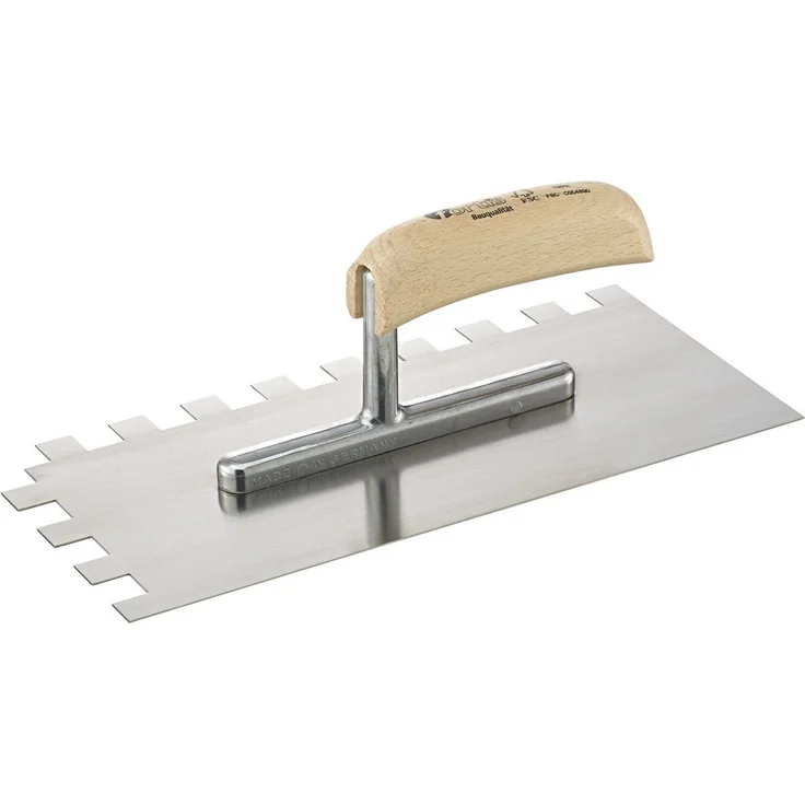 fortis Glättekelle 280 x 130 mm, gezahnt 15 x 15 mm für präzises Verarbeiten von Mörtel und Putzen