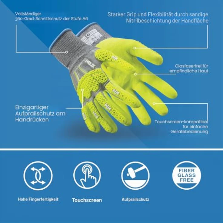 Uvex 6070412 60704 HPPE, Schnittschutzhandschuh mit sandy-nitrile Beschichtung, Schnittschutzlevel F, 1 Paar – Bild 4