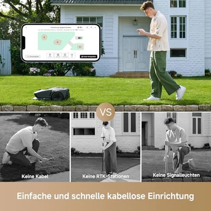 MOVA 600, Rasenmäher Roboter mit 3D-LiDAR, kabelloser Einrichtung, App-Steuerung, intelligente Hindernisvermeidung, leiser Betrieb, für Flächen bis 600 m² – Bild 3