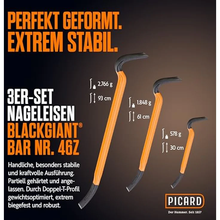 Picard Black Giant Brecheisen Nageleisen Set 3tlg. – Bild 3