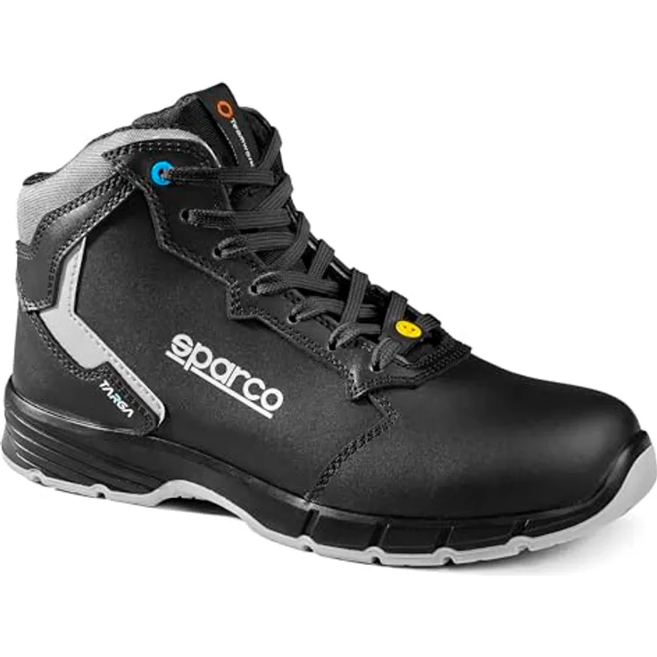 Sparco Targa-h ESD S3s Sr Fo, Unisex Feuerwehr- und Sicherheitsschuhe, wasserabweisendes Glattleder, ergonomische Einlegesohle, Schwarz Dunkelgrau, 43 EU