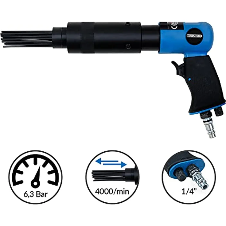 Deuba Druckluft Nadelentroster und Ersatzkopf 4000 U/min bis 260 l/min Nadelpistole Entroster Rost Entferner Lackentferner – Bild 5