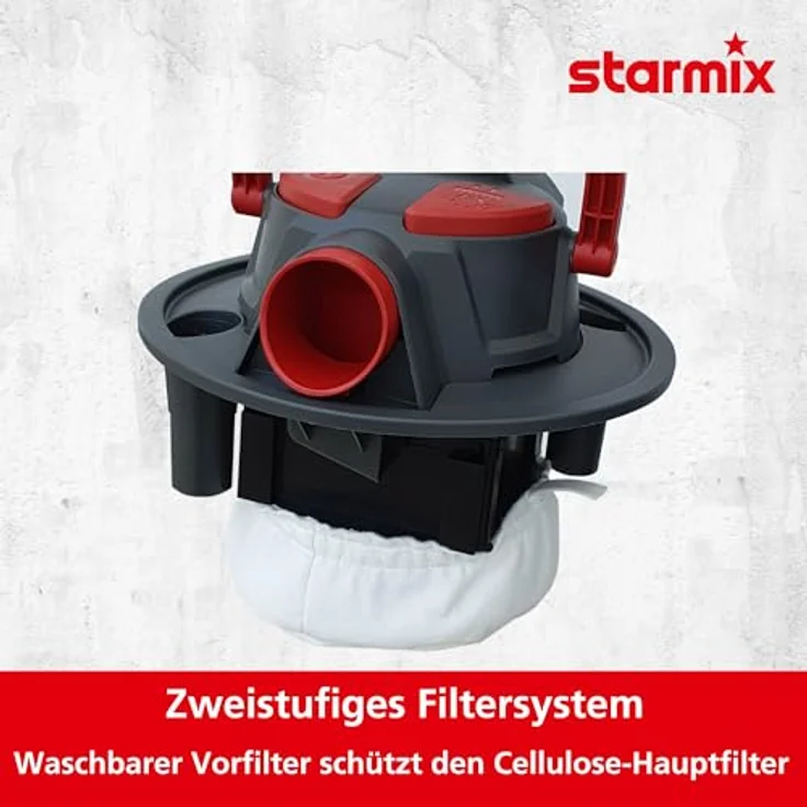Starmix AV P-15 18V Akku-Aschesauger für Kamin und Feuerstellen, 350 Watt, 15 Liter Volumen, Aluminium-Schlauch – Bild 2
