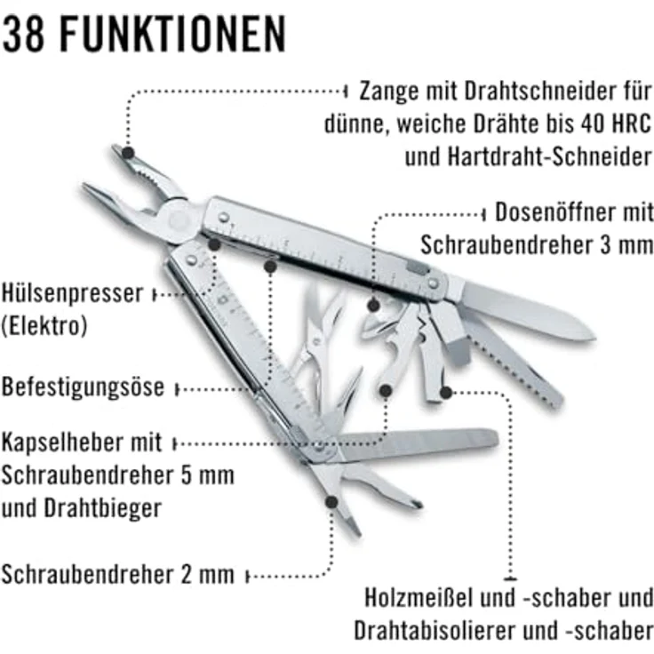 Victorinox Multifunktionswerkzeug SwissTool X Plus Ratchet (38 Funktionen, Etui, Ratsche) silber – Bild 6