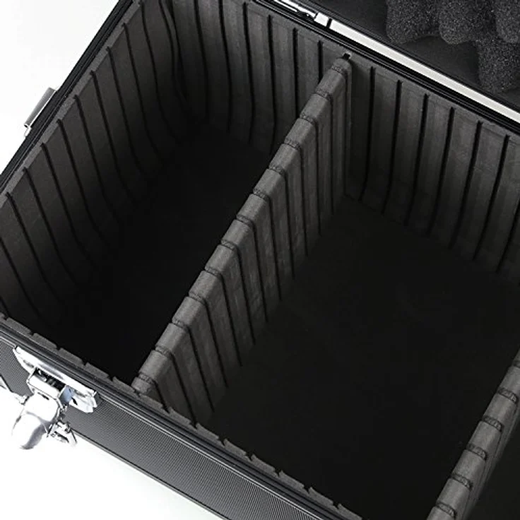 HMF Aufbewahrungsbox 14801, Kamerakoffer mit individueller Facheinteilung, robuste Alu Transportkiste, 40x27,5x23,5 cm, schwarz – Bild 6