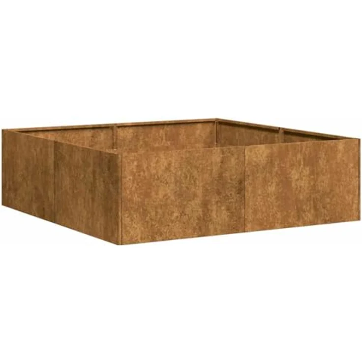 vidaXL Pflanzkübel Rostig 100x100x30 cm, Wetterfester Stahl mit hoher Stabilität, Hochbeet für Garten und Terrasse – Bild 1