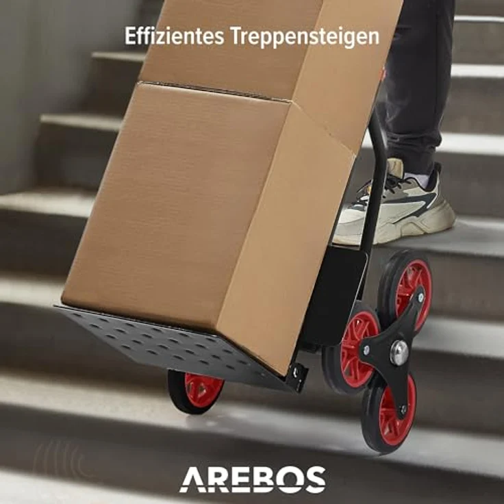 Arebos Treppensackkarre Transportkarre 150kg Treppensteiger Stappelkarre, Höhenverstellbar: 74 - 109 cm, Ladefläche: 31,1 x 28,8 cm, Schwarz - Preisvergleich – Bild 3