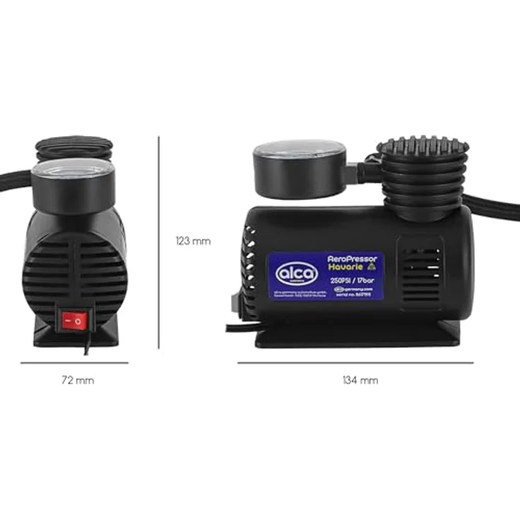 alca® Mini Auto Kompressor, elektrische Luftpumpe, tragbarer Luftkompressor, 12V, 17 bar – Bild 5