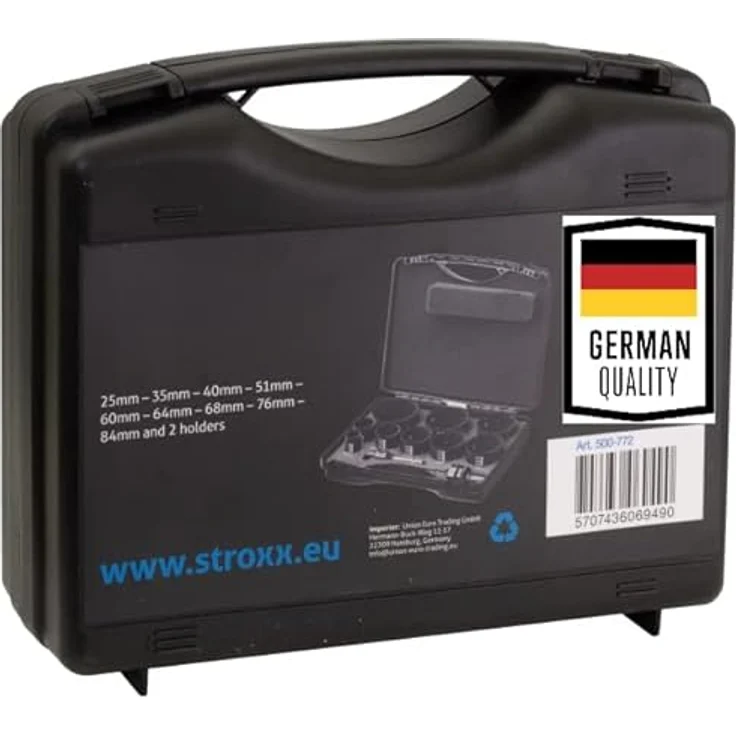 STROXX® Lochsäge-Set HSS Bimetall |11tlg.| 25/35/40/51/60/64/68/76/84mm | für Holz, Metall, Aluminium, Plastik und Edelstahl | inkl. 2 Halterungen – Bild 3