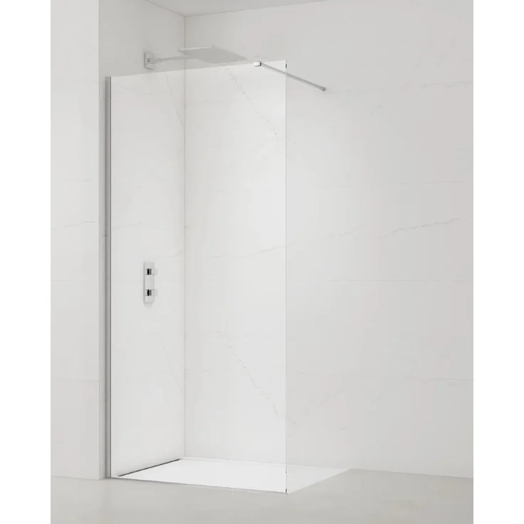 Swiss Aqua Technologies SAT Walk-In Duschtrennwand 100CM, 8MM Sicherheitsglas, barrierefrei, Chrom-Profil, Easy Clean Oberfläche, höhenverstellbar