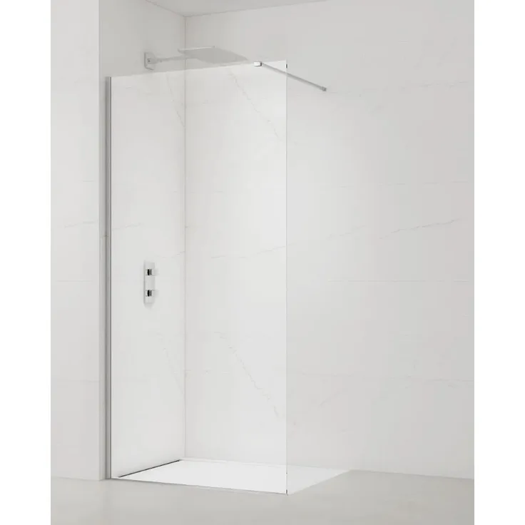 Swiss Aqua Technologies SAT Walk-In Duschtrennwand 100CM, 8MM Sicherheitsglas, barrierefrei, Chrom-Profil, Easy Clean Oberfläche, höhenverstellbar