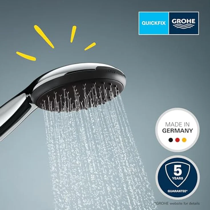 Grohe Handbrause 1 Strahlart Vitalio Start 110 chrom, 11 cm Breite, Rain Strahlbild, DreamSpray Technologie, Water Saving – Bild 2