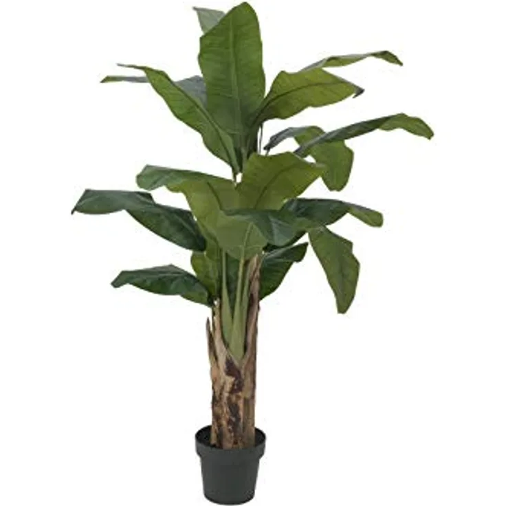 EUROPALMS Bananenbaum, Kunstpflanze, 120cm | Kräftige Bananenstaude mit Blättern aus hochwertigem PEVA