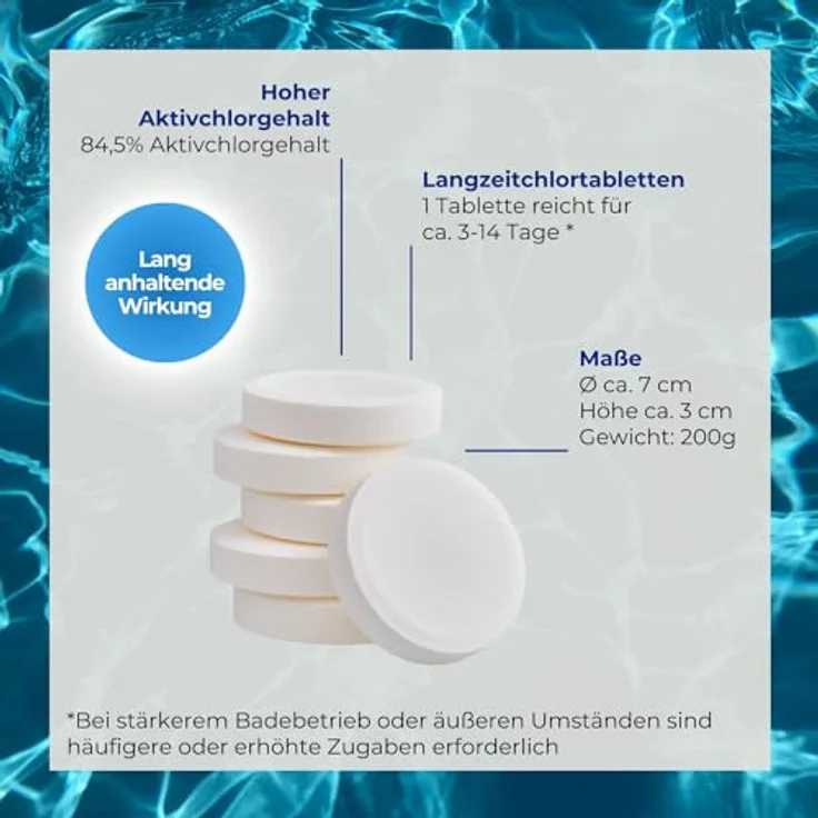 3 kg - PoolsBest® Chlor Multitabs 5 in 1 Pool-Desinfektionsmittel, 200 g Tabs – Bild 4