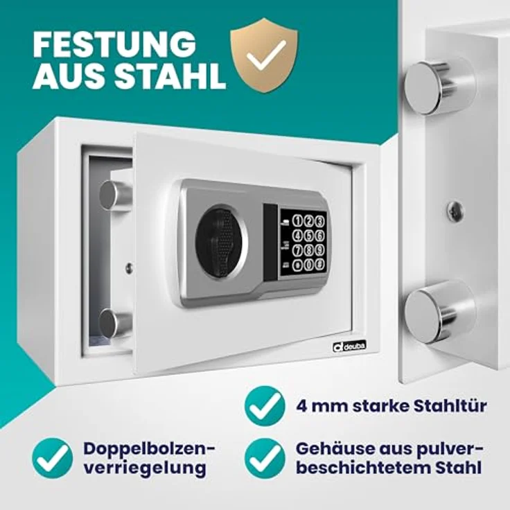 Deuba Elektrischer Möbeltresor 31x20x20cm - 3,2mm Tür inkl. Batterien – Bild 2