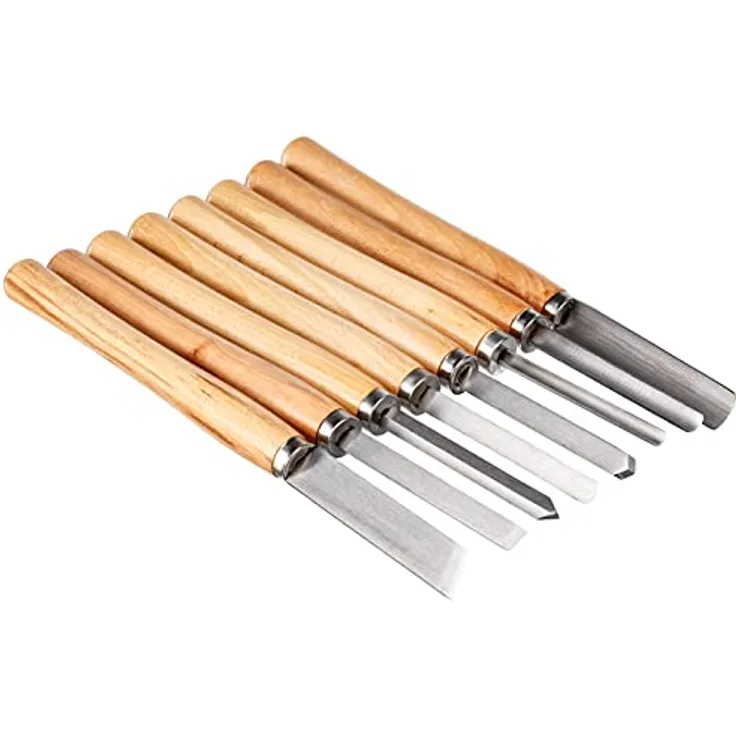 Brüder Mannesmann Drechselbeitelsatz, 8-teilig | M 691-8 mit Holzheft, 360mm lang, polierte und geschliffene Schneiden