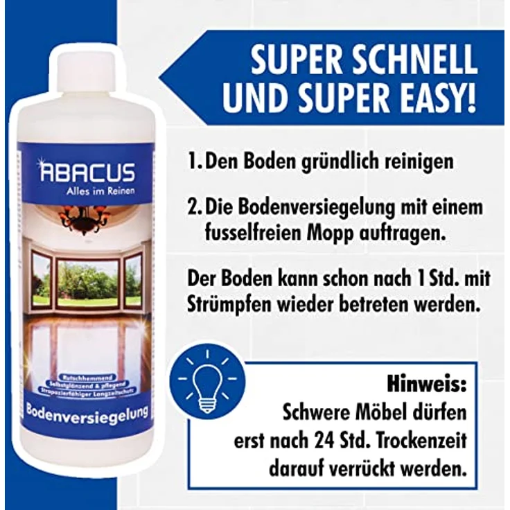 Reinigung & Bodenversiegelung Set (7214) - Bodenreiniger Fussbodenreiniger Kraftreiniger Fliesenreiniger Laminatreiniger – Bild 5