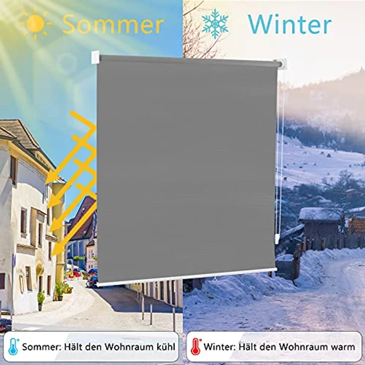 WOLTU Außenrollo Senkrechtmarkise Balkonrollo Outdoorrollo Sichtschutzrollo Wetterfest Sonnenschutz UV Schutz Vertikal Sonnensegel Reflektierende Thermofunktion für Fenster&Türen, Dunkelgrau 100x240cm – Bild 4