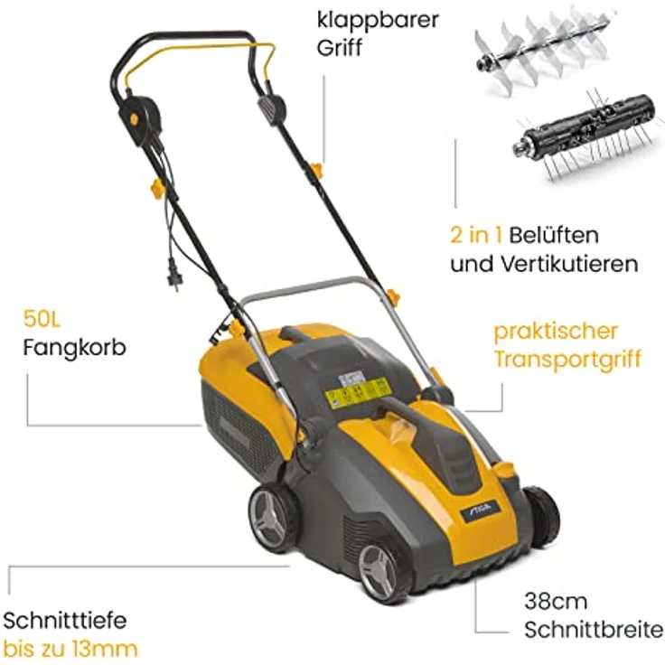 Stiga Elektro-Vertikutierer SV 415 E121 cm Stahl gelb-dunkelgrau – Bild 3