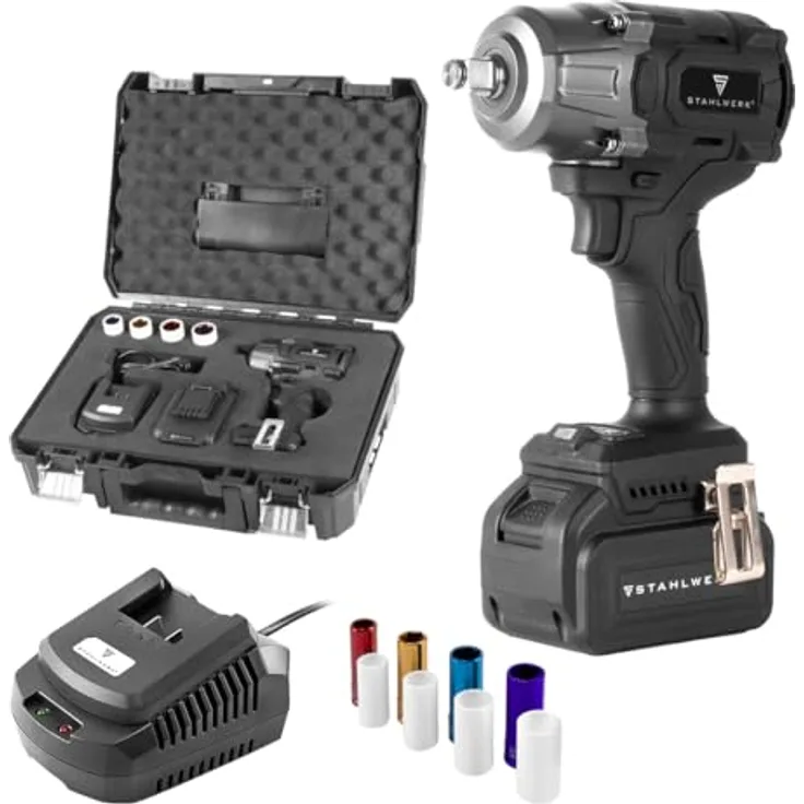 STAHLWERK Akku-Drehschlagschrauber ADS-880 ST, 20 Volt-System mit 880 Nm, Brushless-Technologie, inkl. 4 Schonnüsse 17-22 mm, Akku und Ladegerät