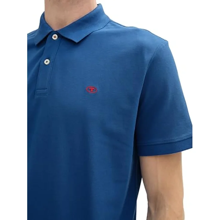 TOM TAILOR Poloshirt mit Knopfleiste und Logo, Baumwolle in Single Jerseystoff, dehnbar, blau – Bild 8