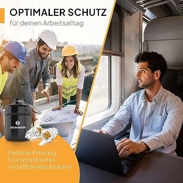 Senner WorkPro Gehörschutzstöpsel, wiederverwendbar mit SennerAcousticPro Membranfilter, hypoallergenes Material, sicherer Sitz und robuster Aluminium Behälter – Bild 5