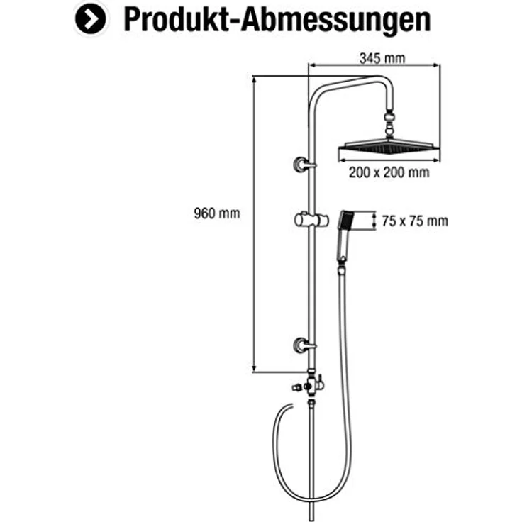 CORNAT Duschsystem CARBALLO Eckig SA330103, Edelstahl verchromt, Antikalk Funktion, für Durchlauferhitzer geeignet – Bild 2