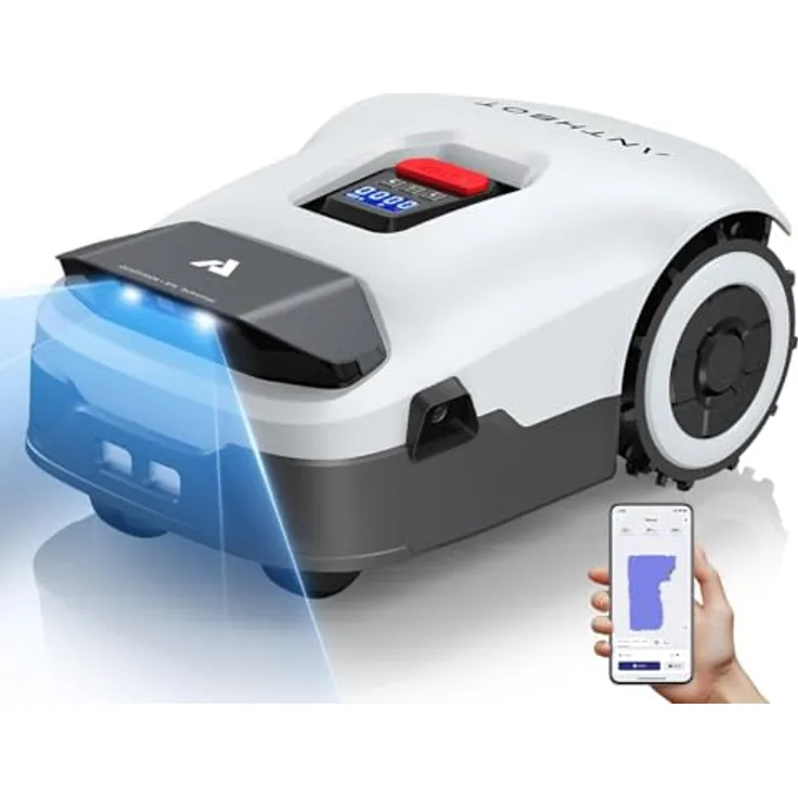 ANTHBOT Genie600, Drahtloser Mähroboter ohne Begrenzungskabel für Rasenflächen bis 900m², RTK+4-Kamera-Vision, Mehrzonen-Management, Hindernisvermeidung und Kantenmähen