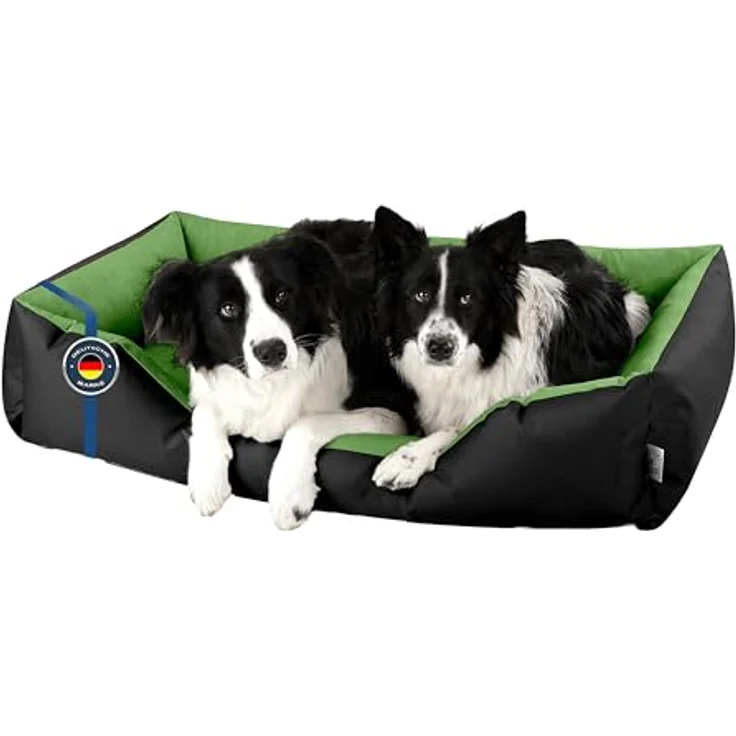 BedDog Hundebett LUPI, Hundekissen für große Hunde, XXXL, abziehbarer waschbarer Bezug, schwarz-grün – Bild 1