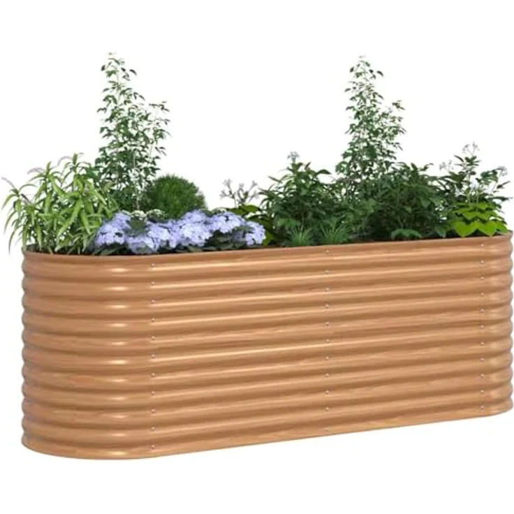 vidaXL Hochbeet Garten-Hochbeet aus braunem Stahl, 240 x 80 x 81 cm mit offenem Bodendesign für gesunde Pflanzen – Bild 4