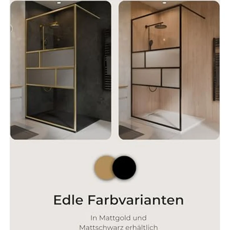 Schulte Duschwand Walk In Carvella, 90 x 200 cm, 6 mm ESG-Sicherheitsglas, mit fixil-Beschichtung und Profil in Goldoptik – Bild 8