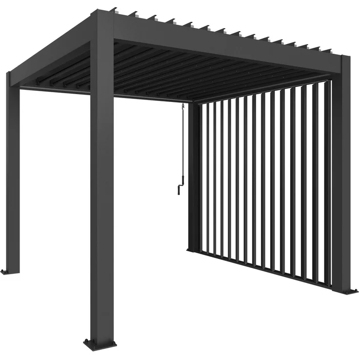 Biohort Pavillonseitenteil für Biohort-Pergola, manuell verstellbare Lamellenwand in Sandwichbauweise, dunkelgrau-metallic, 327x235 cm