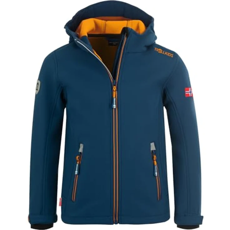 TROLLKIDS Softshelljacke Trollfjord, Kontrastreißverschlüsse, wasserabweisend, winddicht, flexibel-elastisch, flauschig warm, norwegische Flagge, Lonely Troll, wasserdicht, blau – Bild 2